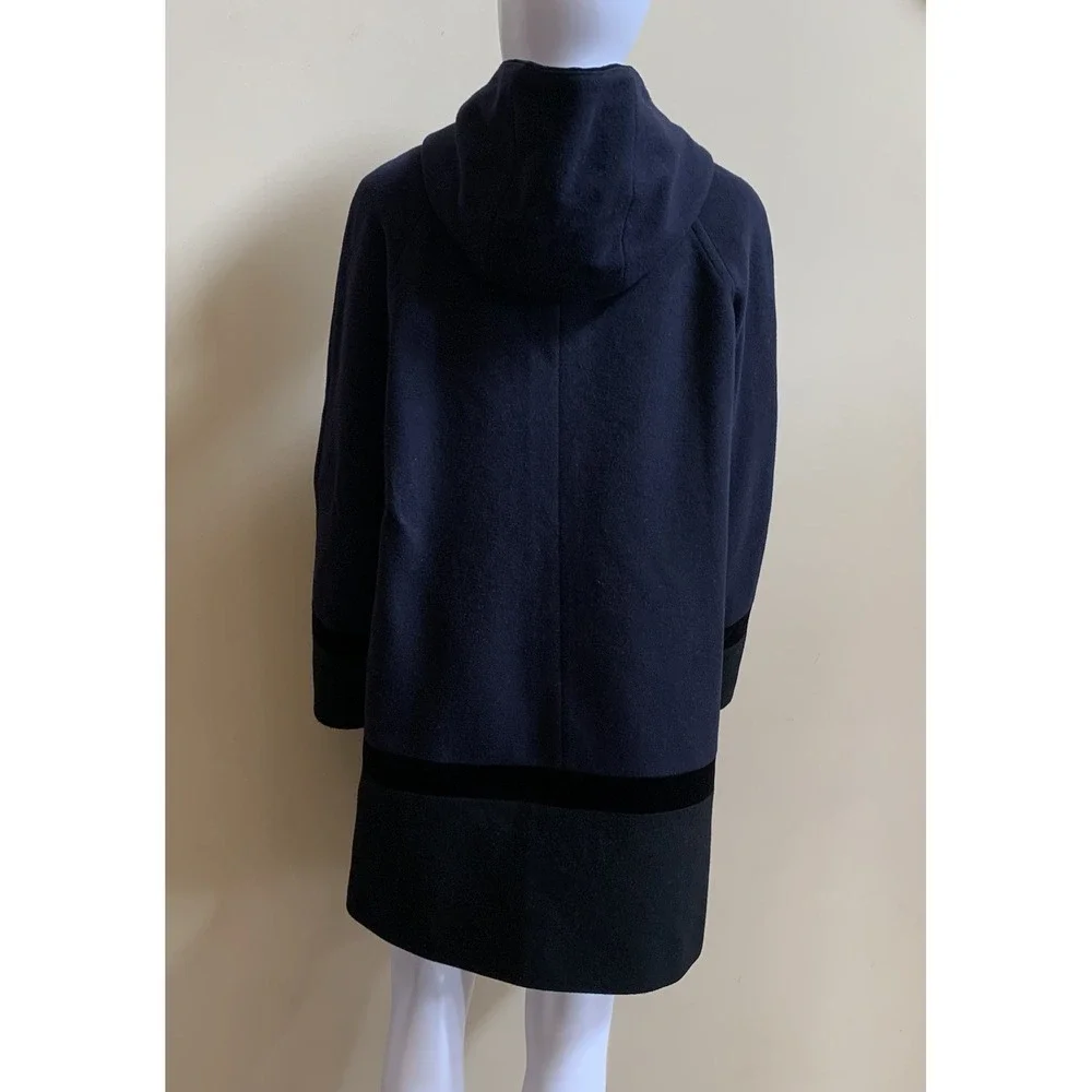 Forecaster of Boston Lamb Wool Winter Coat Hoodie Size 8 Women's Navy Blue Long